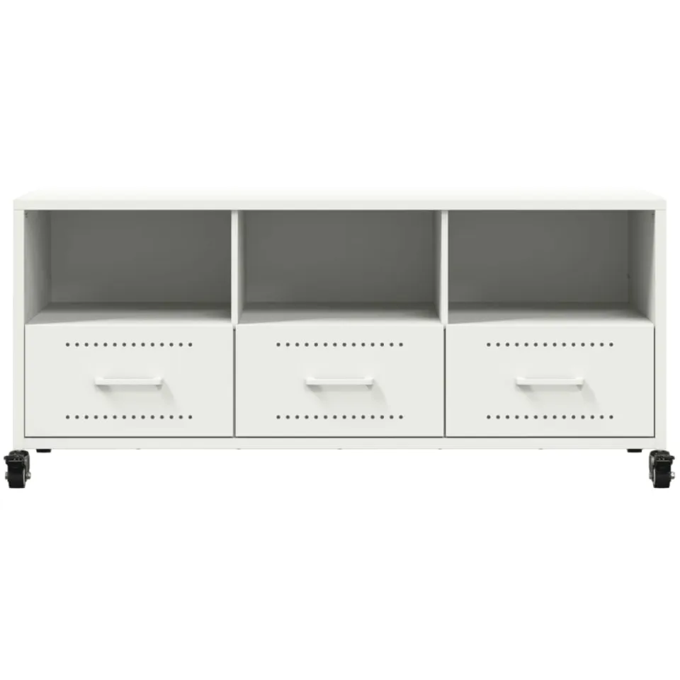 vidaXL Tv-meubel 100,5x39x43,5 cm staal wit, foto 4