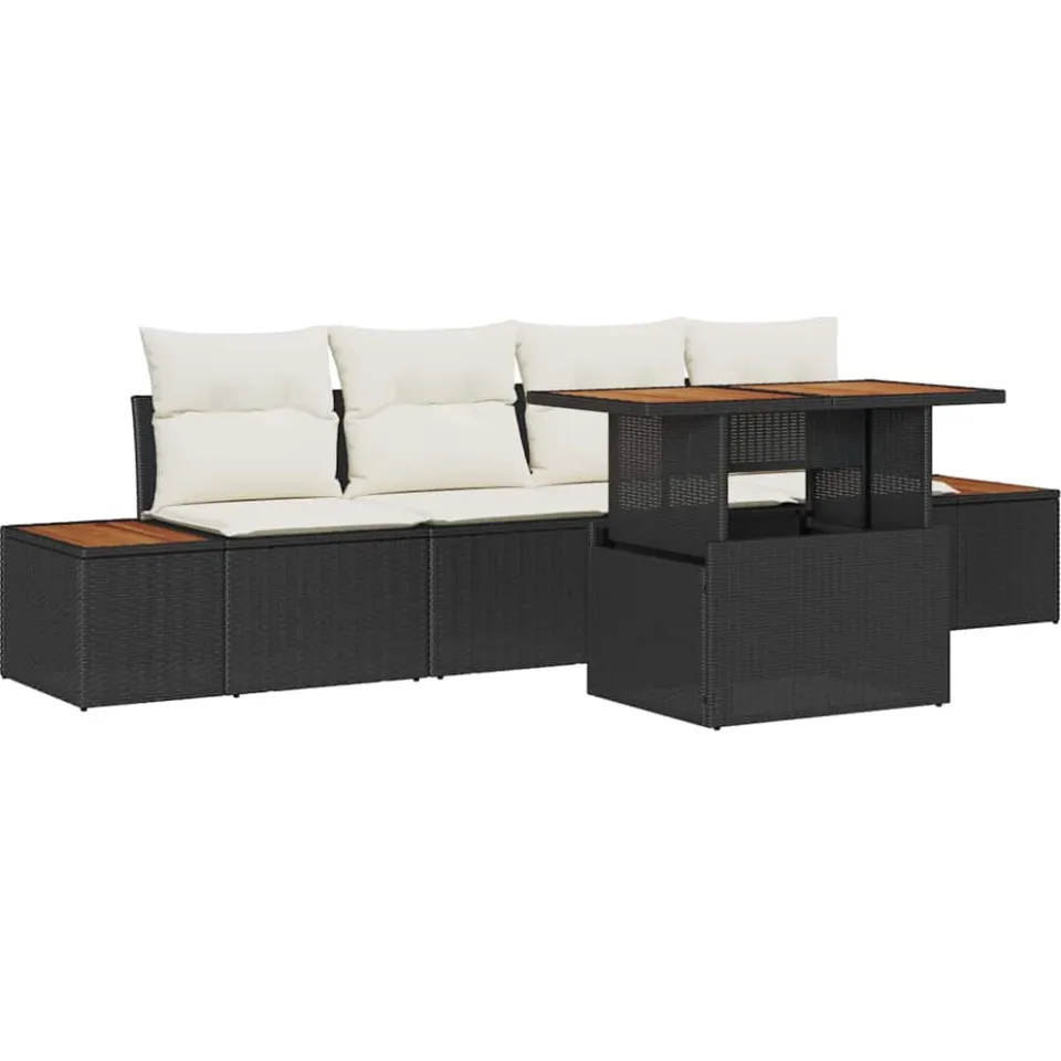 vidaXL Tuin Sofa Set 5 st Zwart Poly riet
