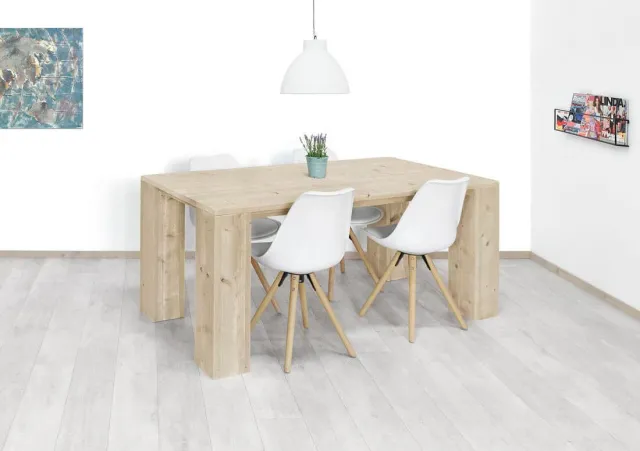 NordXL Steigerhouten tafel Chicago met robuuste blokpoten