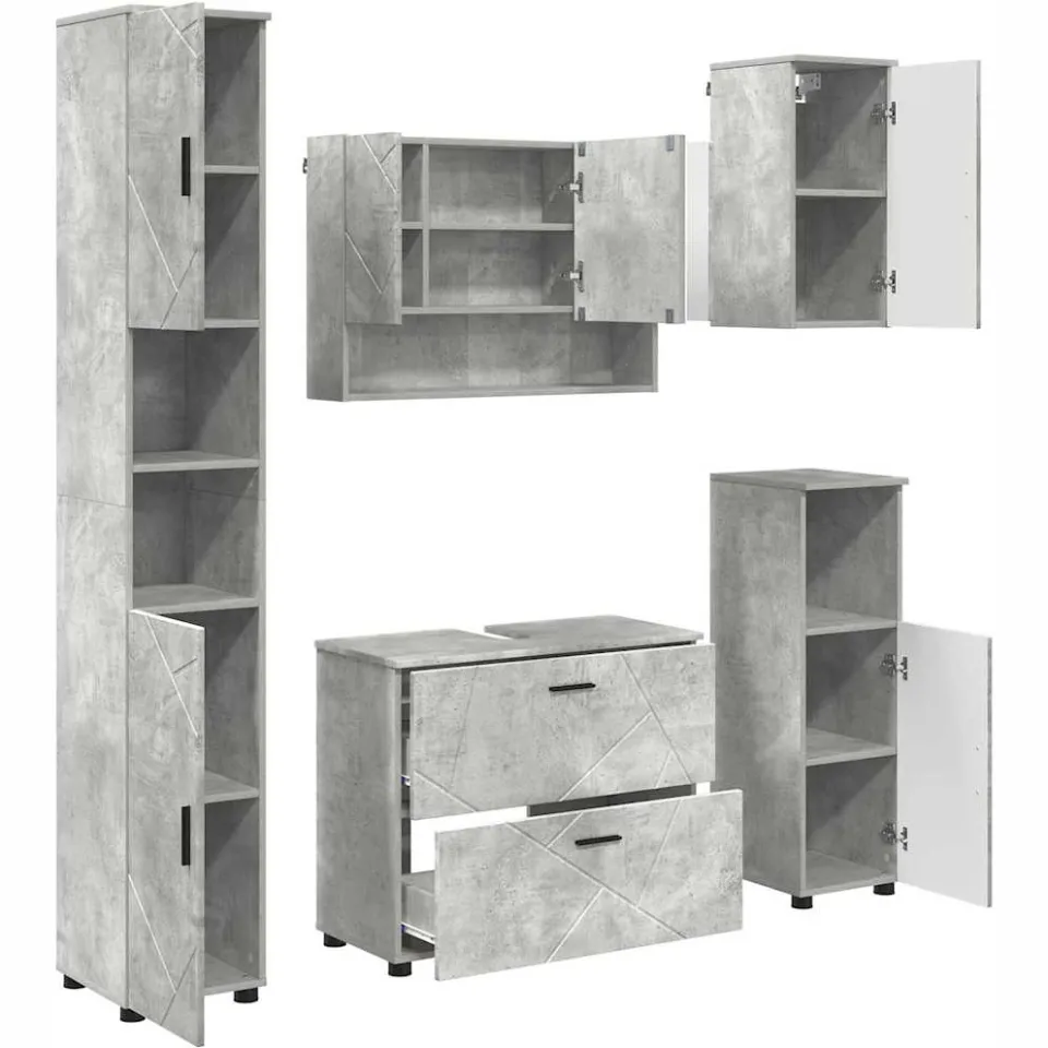 vidaXL Badkamermeubelset 5 st Beton Grijs 35 x 30 x 192 cm, foto 3