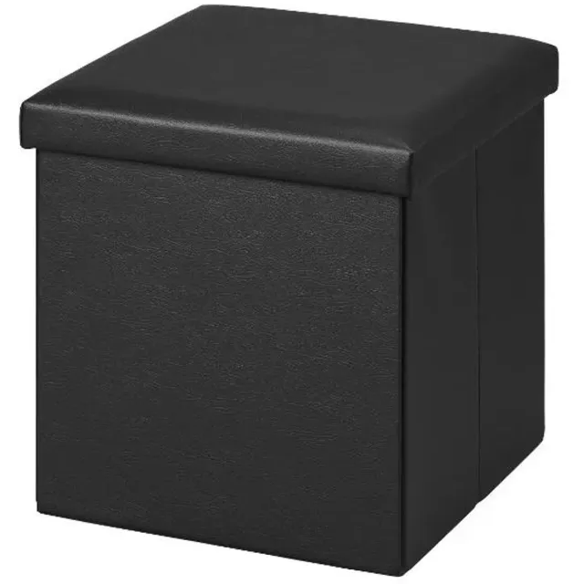 livarno home Opbergkruk - poef - Lederlook zwart - 38 x 38 x 38cm - 39L - Comfortabele zitgelegenheid met opbergruimte