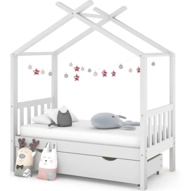 vidaXL Kinderbedframe met lade massief grenenhout 70x140 cm wit