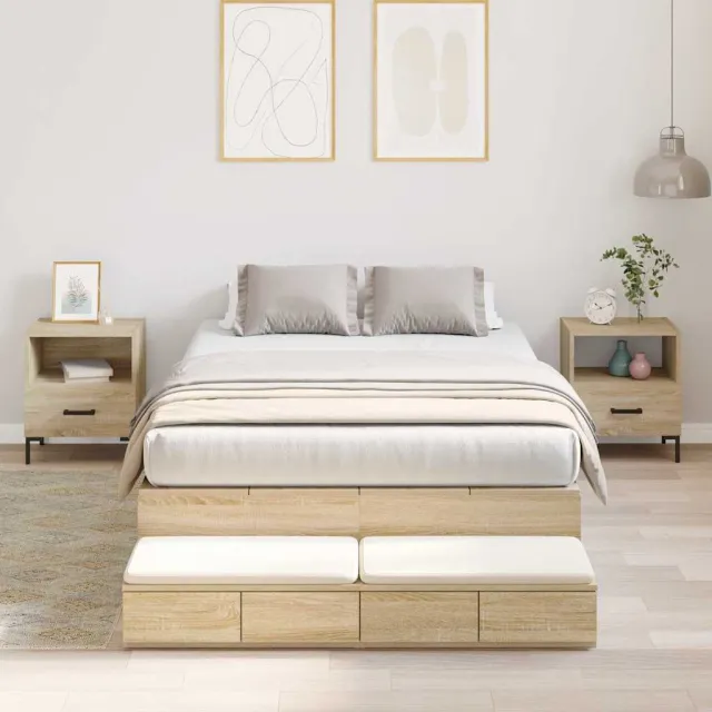 vidaXL Opbergbedframe met lade Sonoma Eiken 120 cm Bewerkt hout