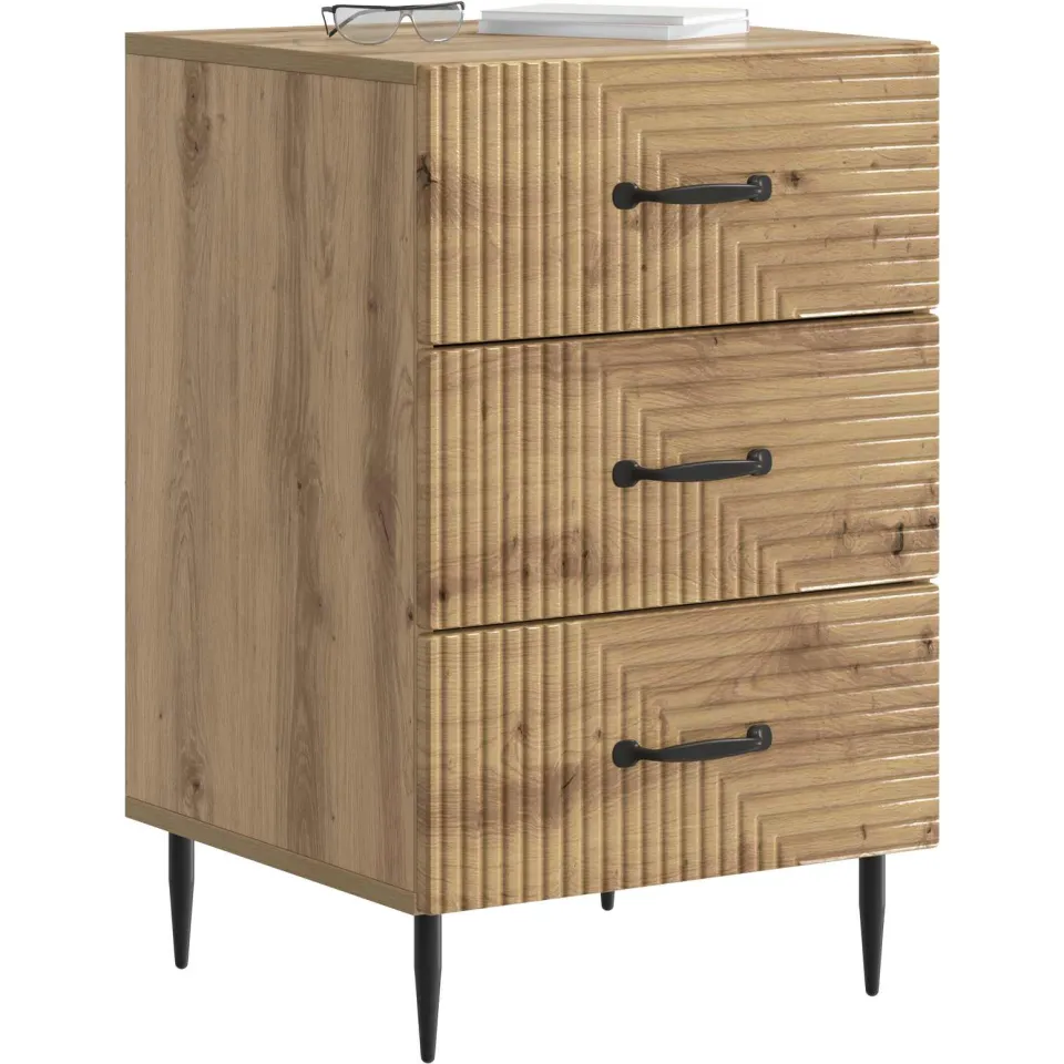 vidaXL Nachtkastje Artisanaal eiken 43 x 41 x 66,5 cm Bewerkt hout Bruin