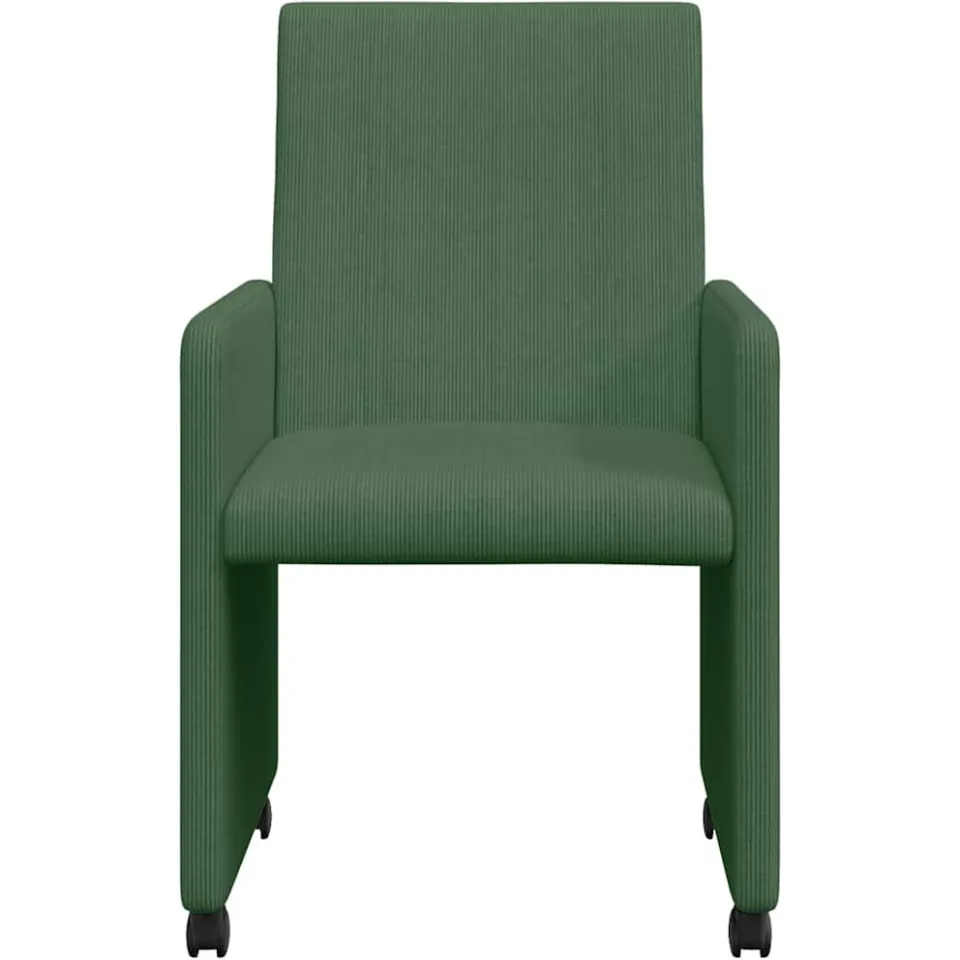 vidaXL Eetkamerstoelen met Wieltjes 2 st Katoenen stof Grijs groen, foto 4