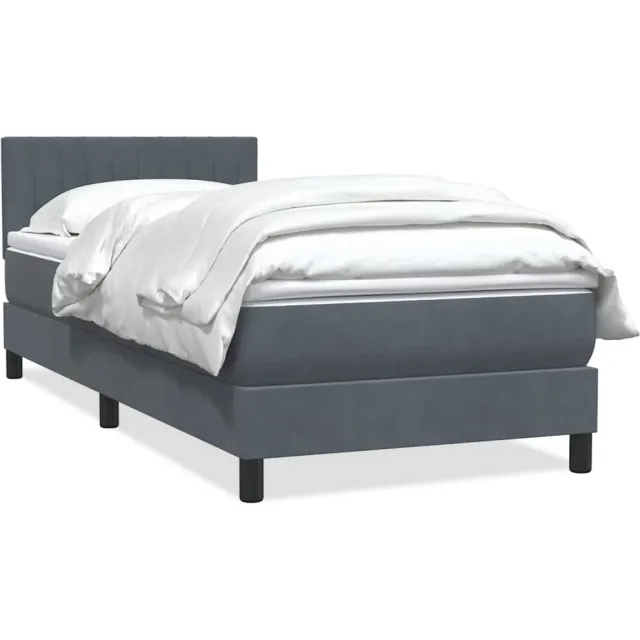 vidaXL Boxspring met matras fluweel donkergrijs 80x220 cm grijs
