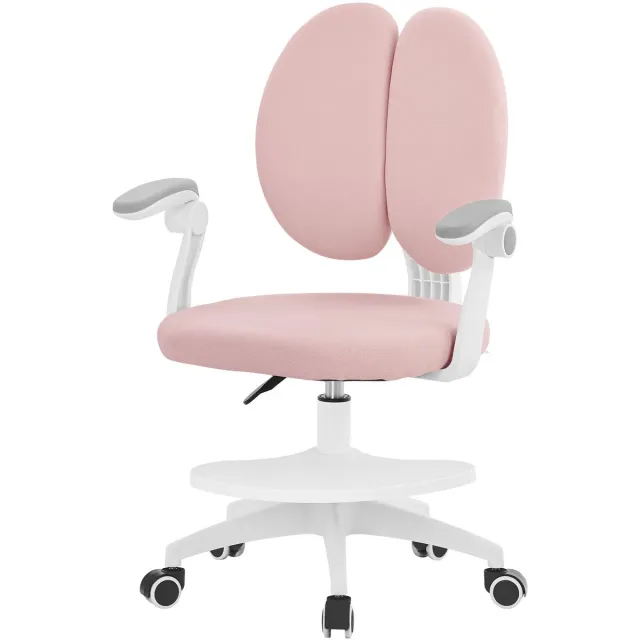 ml-design ECD Germany Bureaustoel voor kinderen, ergonomische kinderstoel serie, roze 360 graden draaibare zitting hoogteverstelbaar 95-107 cm met rugleuning armleuningen en voetensteun ademende stoffering met verstelbare zitdiepte comfortabel voor schoolwerk