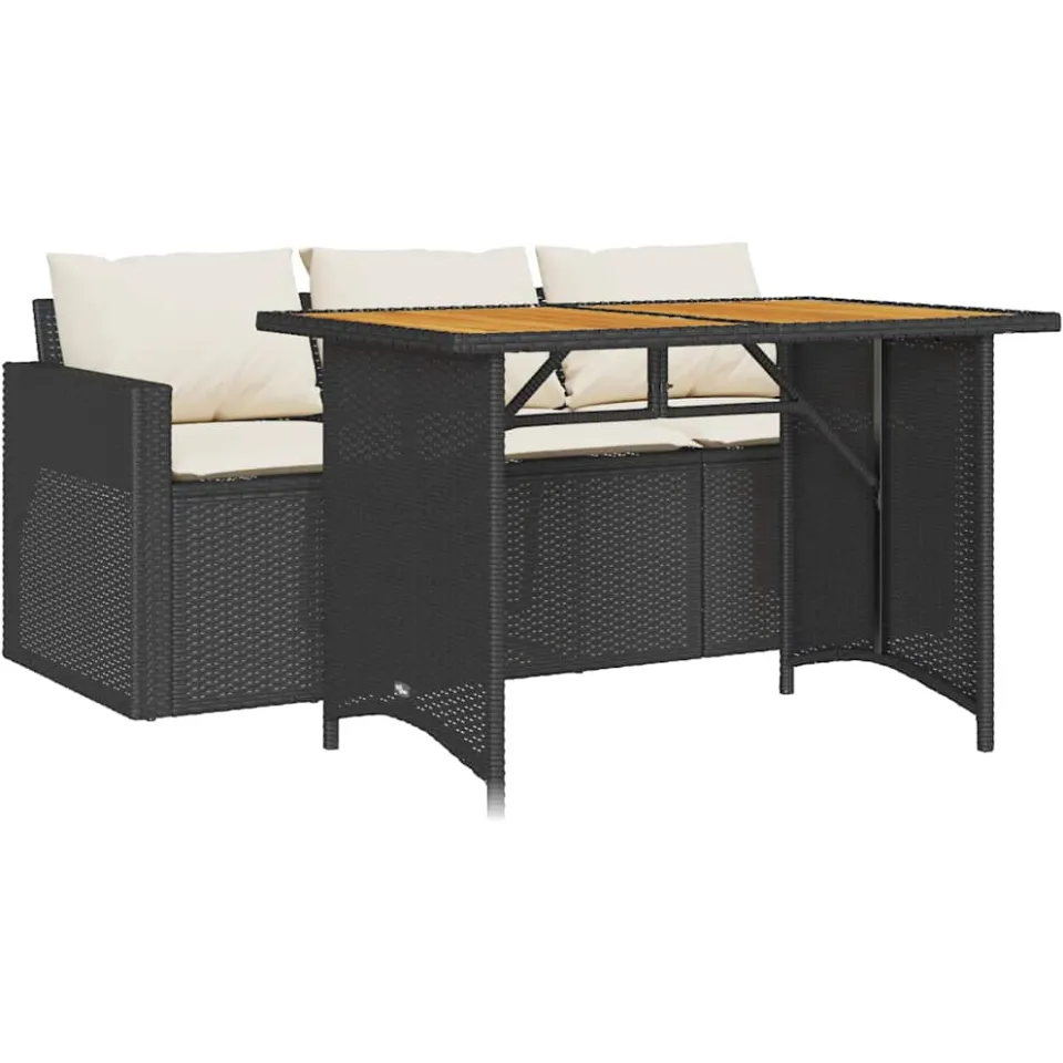 vidaXL 2-delige Tuinset met kussens poly rattan zwart, foto 3