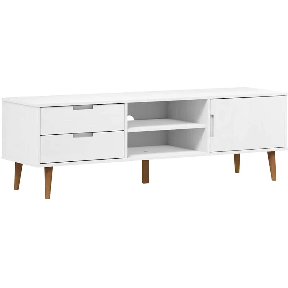 vidaXL Tv-meubel MOLDE 158x40x49 cm massief grenenhout wit