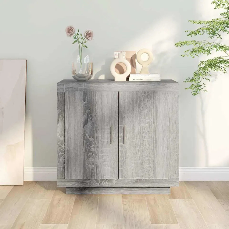 vidaXL Dressoir 80x40x75 cm bewerkt hout grijs sonoma eikenkleurig, foto 3