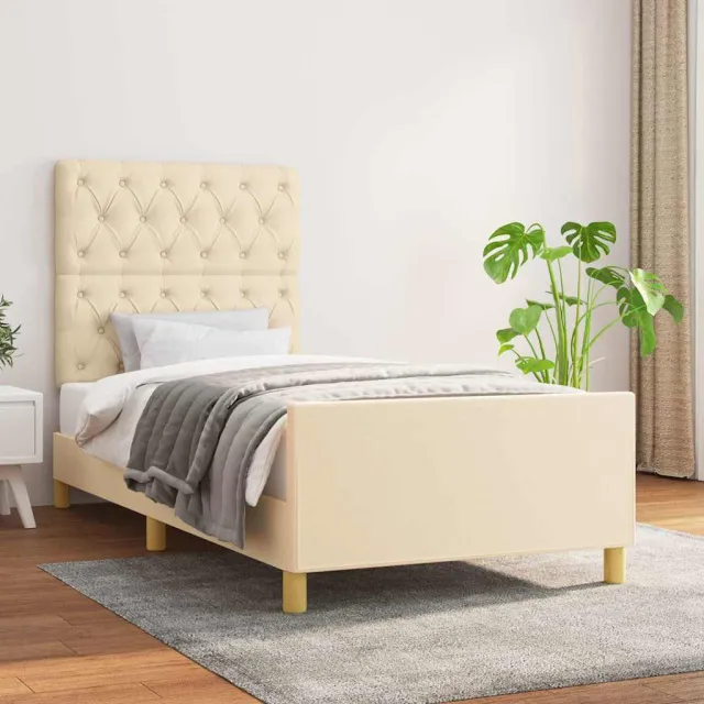 vidaXL Bedframe zonder matras 80x200 cm stof crèmekleurig
