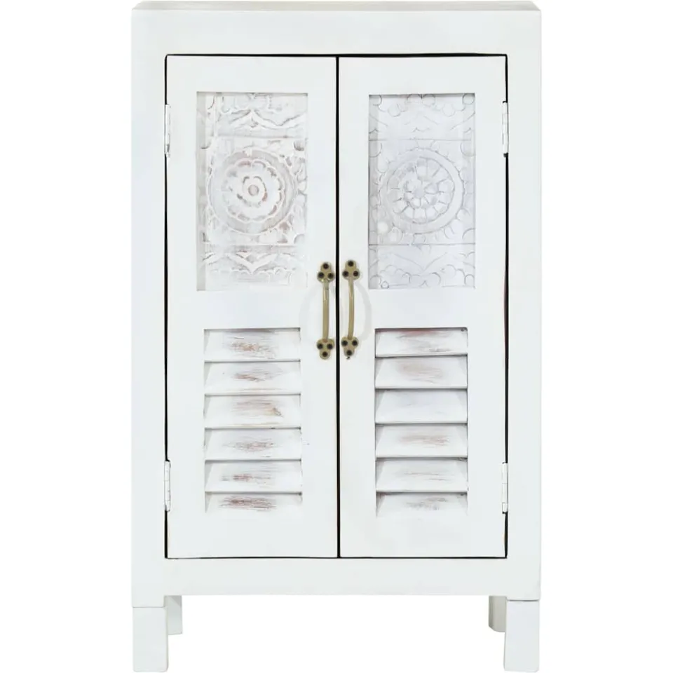 vidaXL Dressoir 55x30x90 cm massief acaciahout wit, foto 3