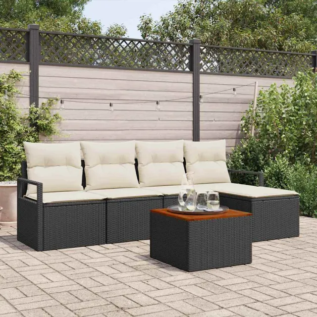 vidaXL Tuinbankenset 6 st Zwart poly rattan, foto 2