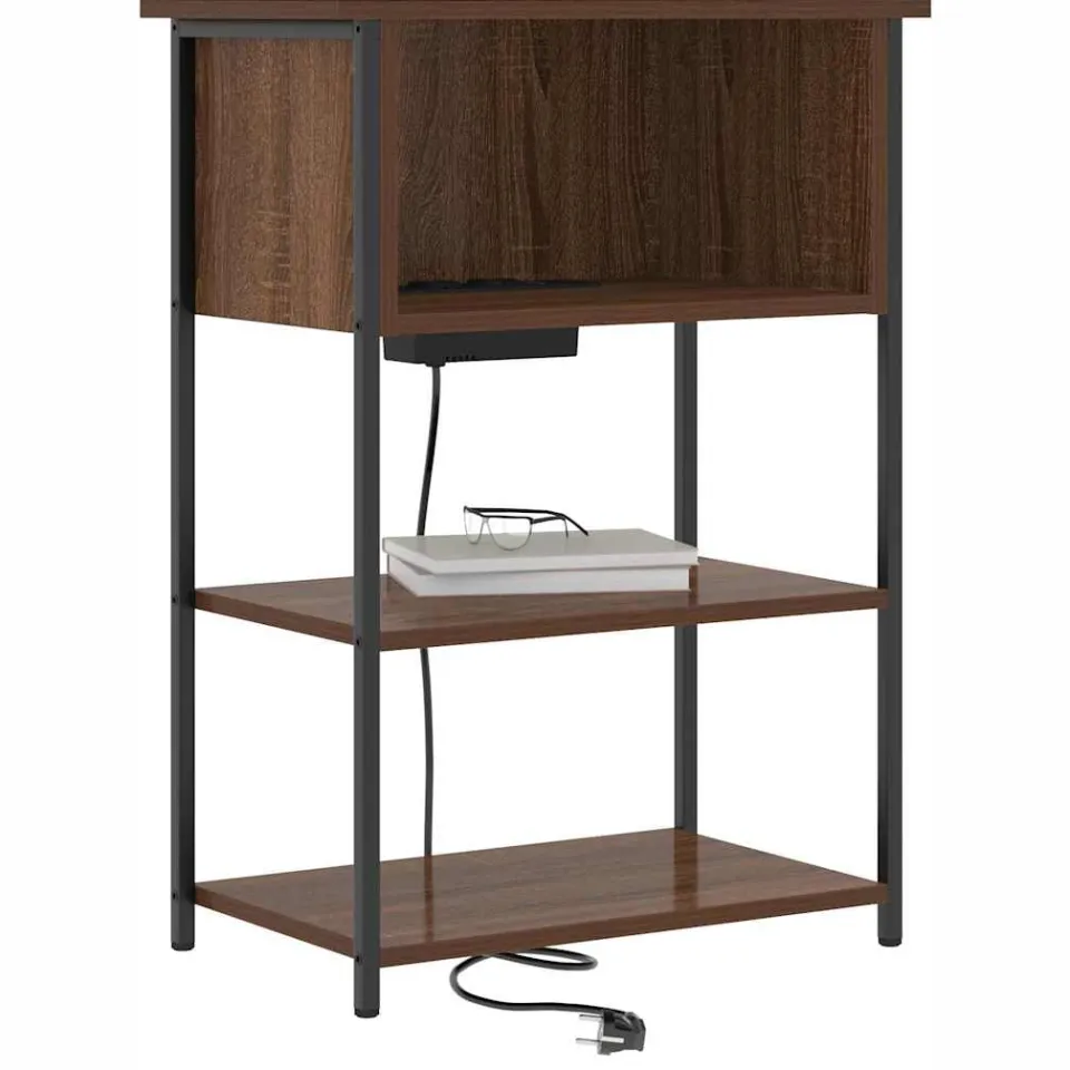 vidaXL Nachtkastje Bruin Eiken 55 x 31 x 76 cm Bewerkt hout