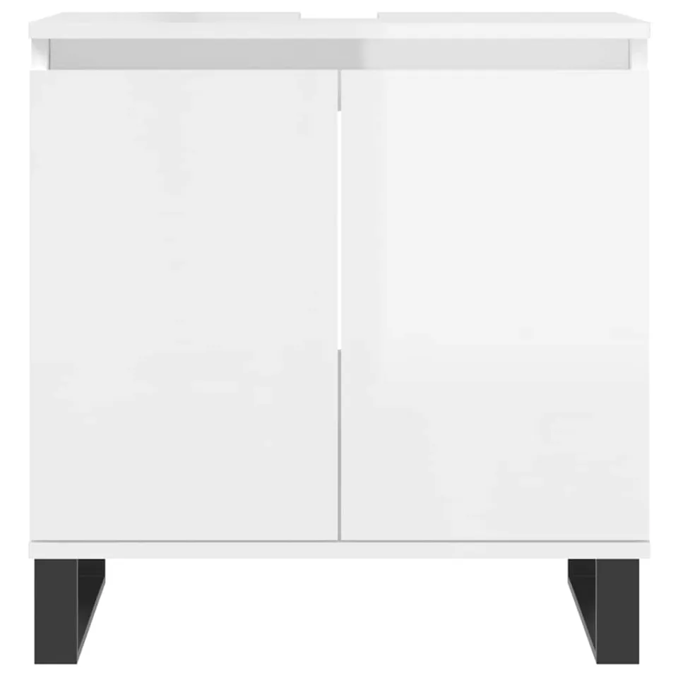 vidaXL Badkamerkast 58x33x60 cm bewerkt hout hoogglans wit