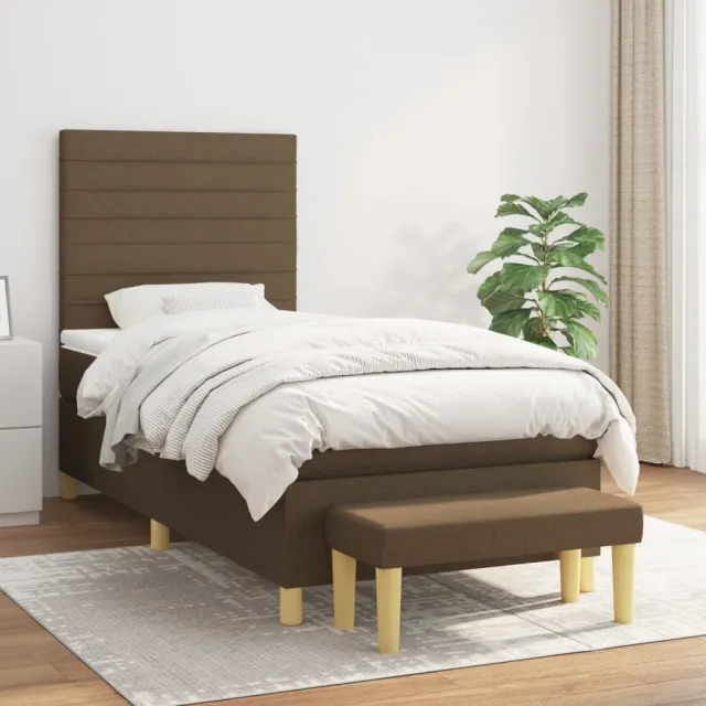 vidaXL Boxspring met matras stof donkerbruin 90x190 cm bruin