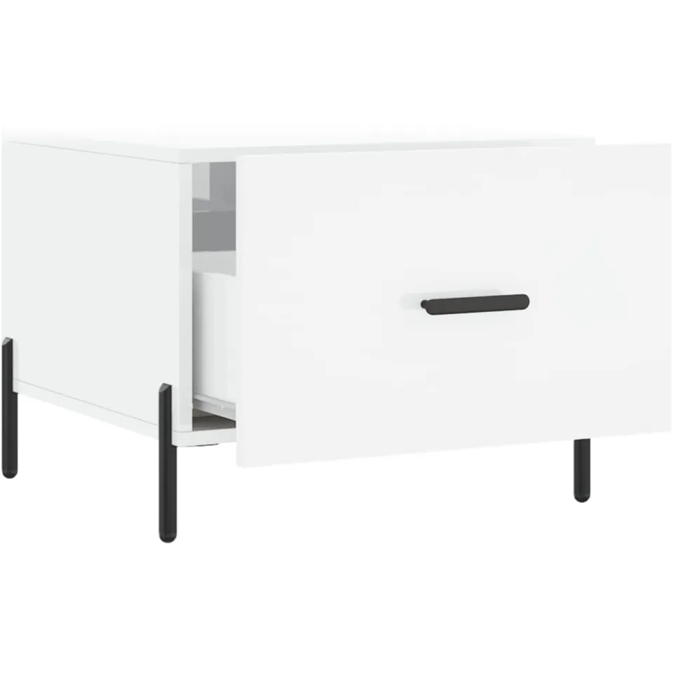 vidaXL Salontafel 50x50x40 cm bewerkt hout hoogglans wit