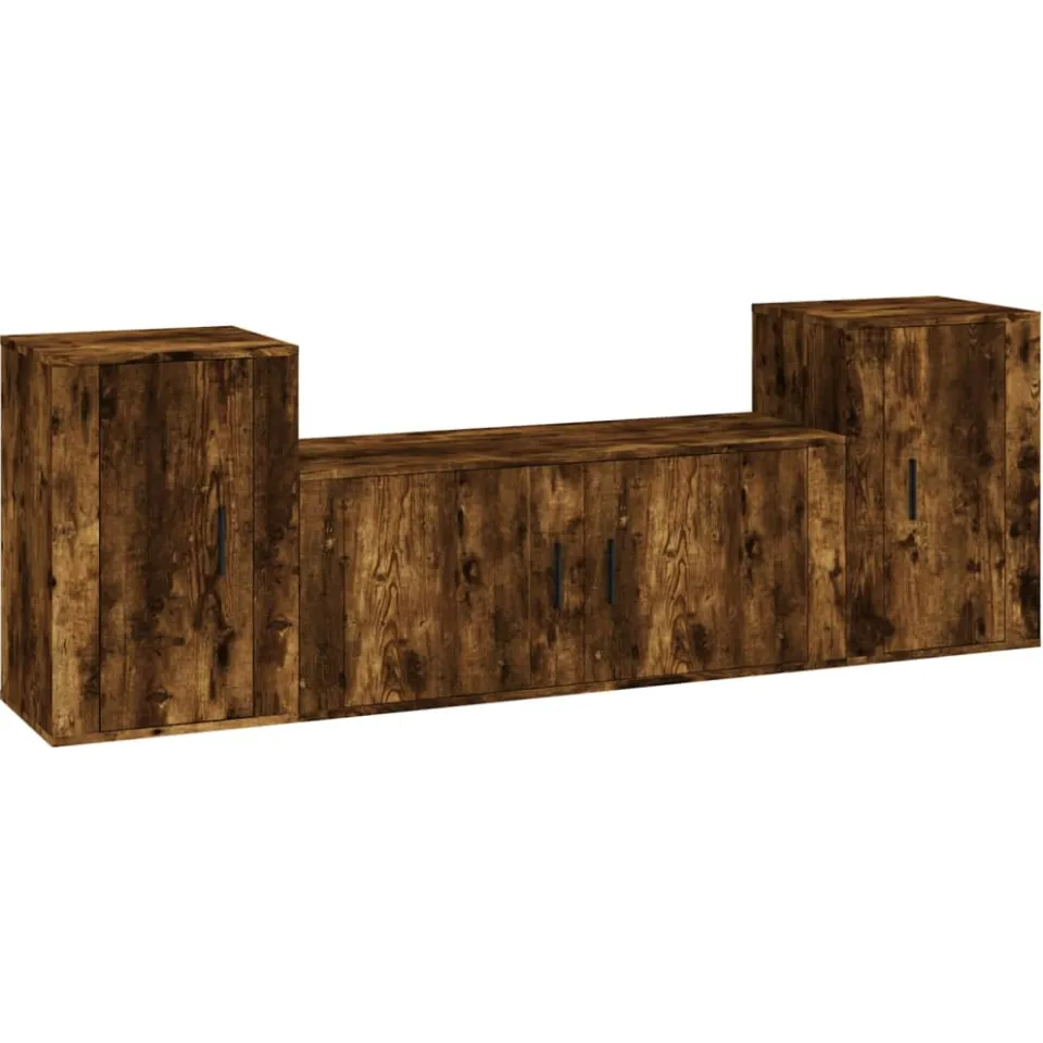 vidaXL 3-delige Tv-meubelset bewerkt hout gerookt eikenkleurig, foto 3