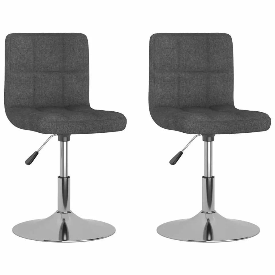 vidaXL Eetkamerstoelen draaibaar 2 st stof donkergrijs grijs, foto 3