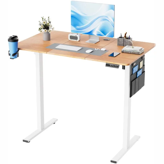 Earthyhome Zit sta bureau - Zit-sta bureau 120 x 60 cm - Elektrisch verstelbaar 71cm-117cm - Anti-botsing technologie - Geheugenfunctie - Stille Motor - Houtkleur. Houtkleur-120 x 60