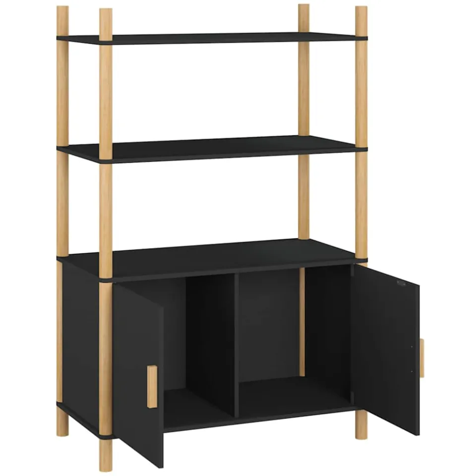 vidaXL Hoge kast 80x40x121 cm bewerkt hout zwart, foto 4
