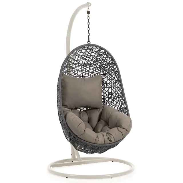 Kave Home Hangstoel 'Florina' Met standaard, kleur Antraciet/Beige