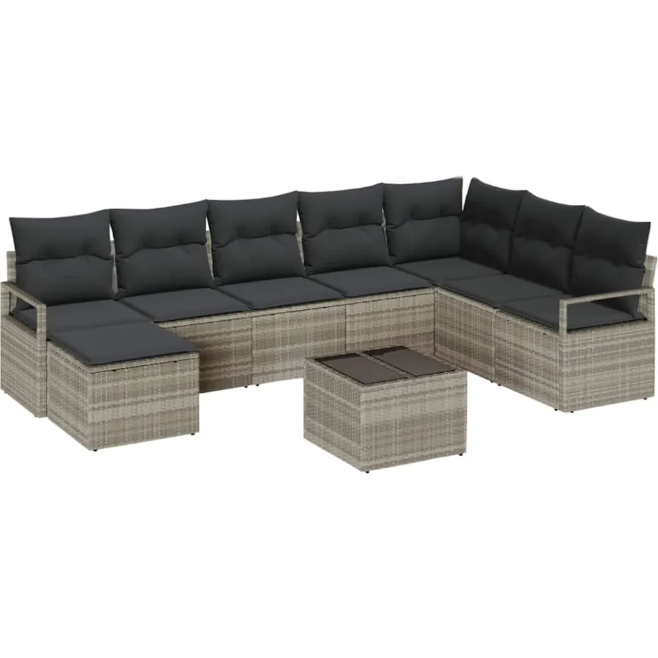 vidaXL Bankstel 8 st Lichtgrijs poly rattan