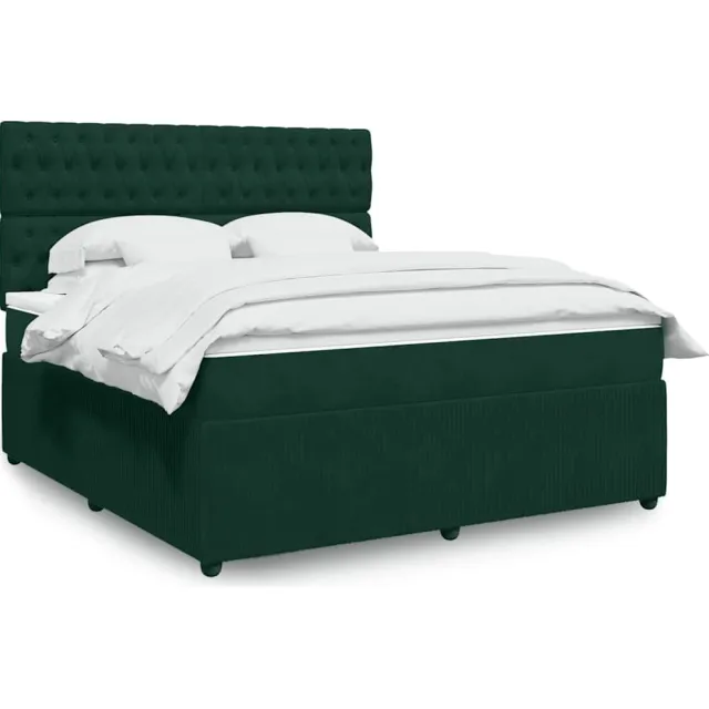 vidaXL Boxspring met matras fluweel donkergroen 180x200 cm groen