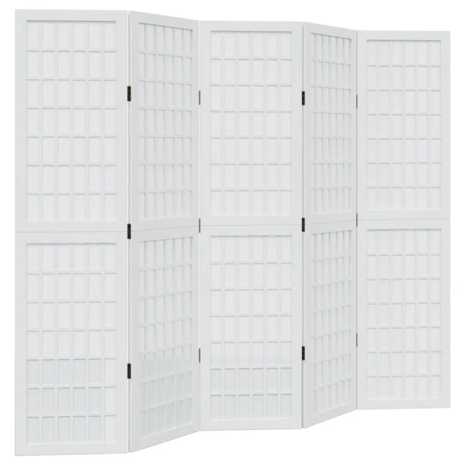 vidaXL Kamerscherm met 5 panelen massief paulowniahout wit