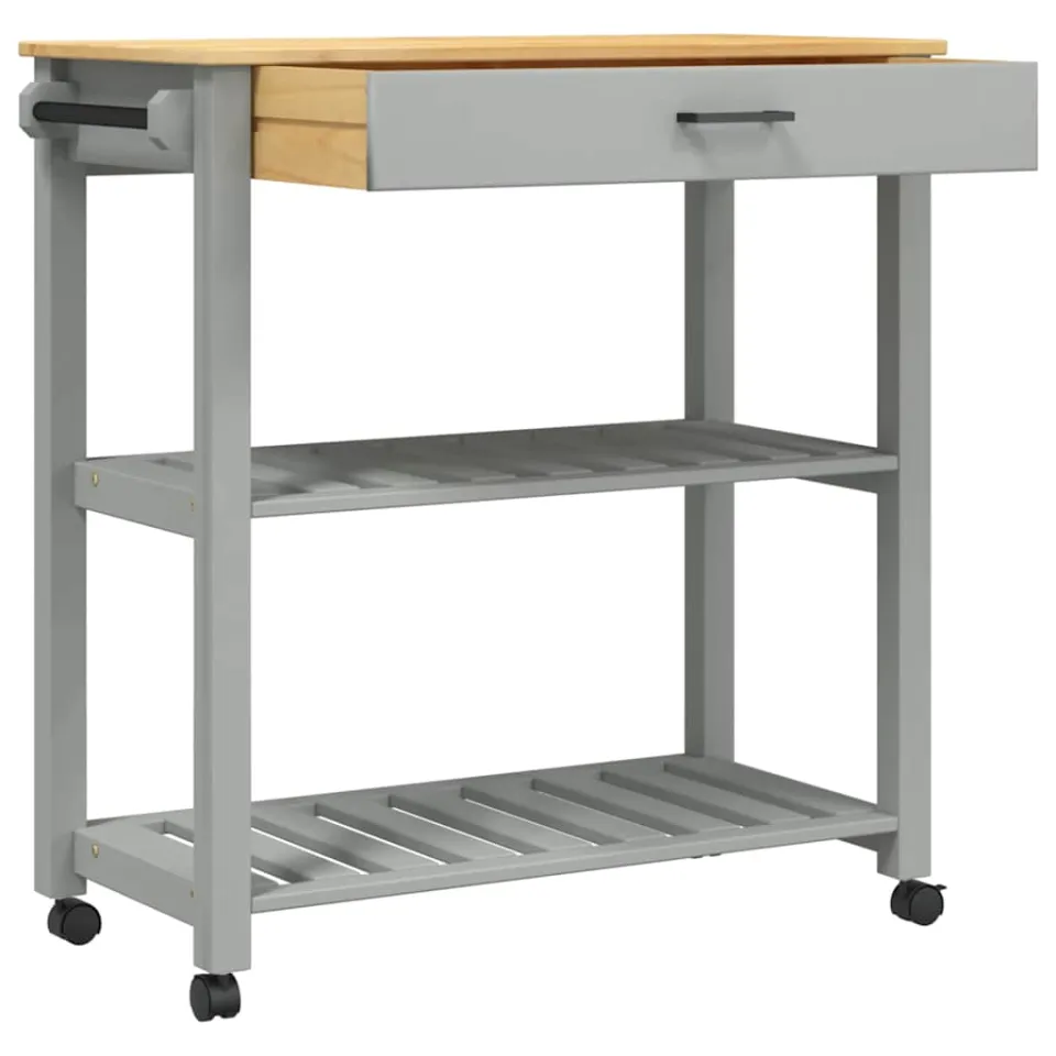 vidaXL Keukentrolley MONZA 84x40x88,5 cm massief grenenhout grijs, foto 4