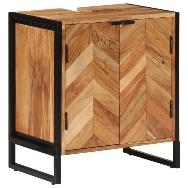 vidaXL Badkamerkast 55x35x60 cm massief acaciahout en ijzer Bruin