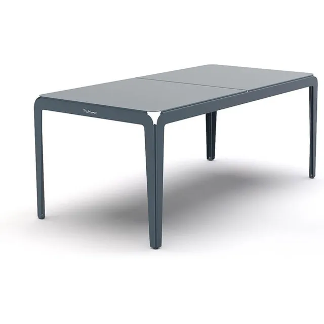 Weltevree Bended Table | Aluminium Tuintafel 90 x 180 cm | Tuinmeubel, Buitentafel, Eettafel Buiten | Tuin Tafel 6 Personen | Grijsblauw Grijsblauw RAL 5008