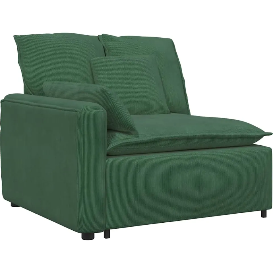 vidaXL Modulaire bank Armleuning eindmodule met kussens donkergroen 100 cm groen, foto 3
