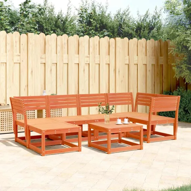 vidaXL 6-delige Loungeset massief grenenhout wasbruin bruin, foto 2