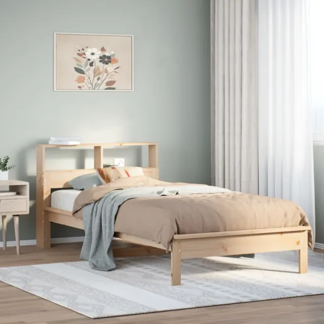 vidaXL Bed met boekenkast zonder matras massief grenenhout 90x190 cm bruin