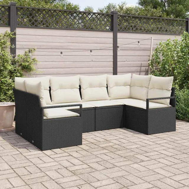 vidaXL Bankstel 6 st Zwart poly rattan, foto 2
