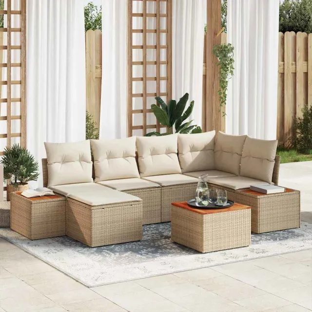 vidaXL Tuin Sofa Set 7 st Beige poly rattan, foto 2