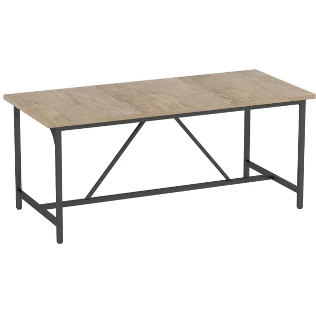 ZYLARO Eettafel Voor 6-8 Personen - Moderne Rechthoekige Keukentafel Met Houtlook - 180 x 80 x 75,5 cm - Naturel natuurlijk+zwart