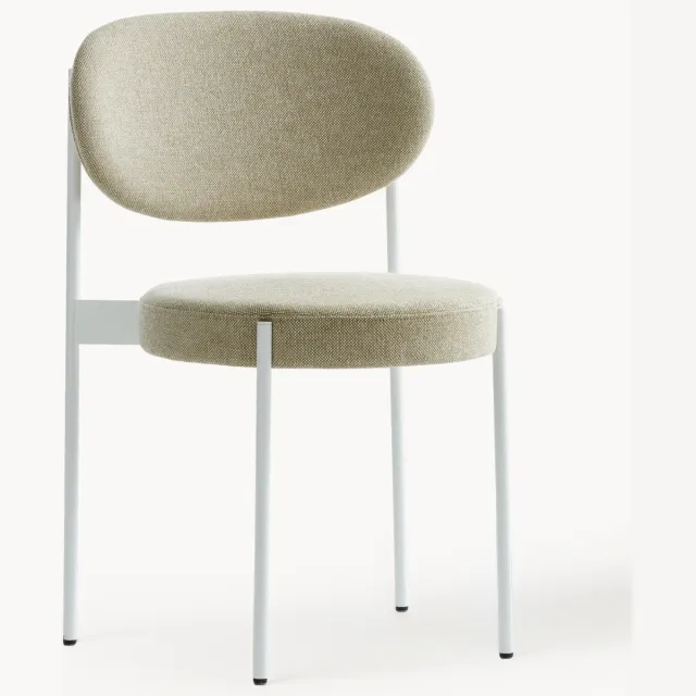 Verpan Gestoffeerde stoel Series 430 van wol, design Verner Panton Beige, Wit