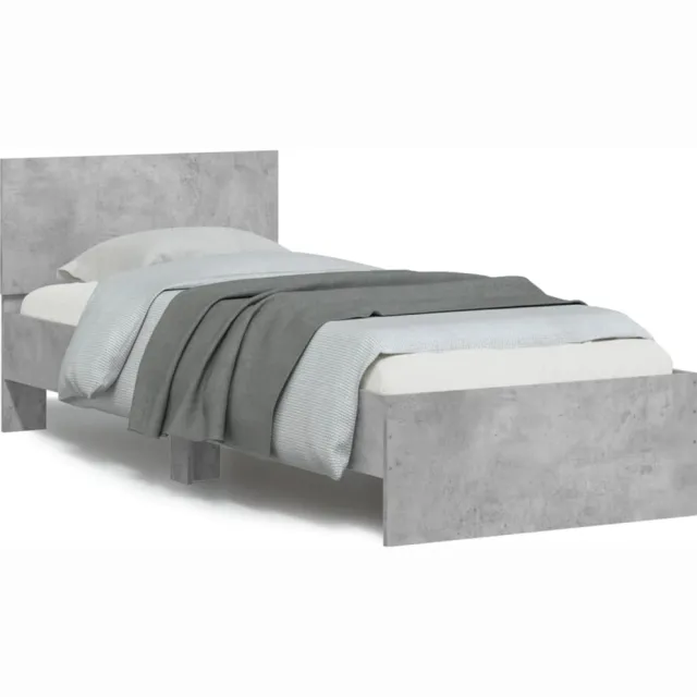 vidaXL Bedframe met hoofdbord en LED-verlichting betongrijs 90x190 cm
