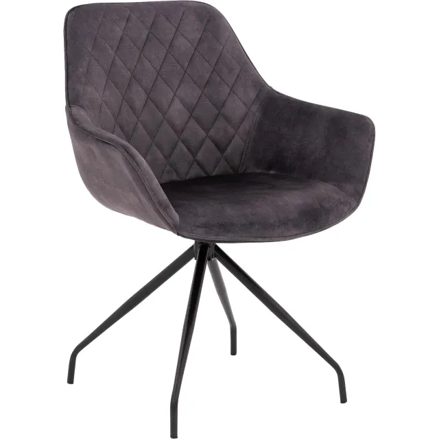 Goossens Basic Eetkamerstoel Ebi, Met arm velvet antraciet