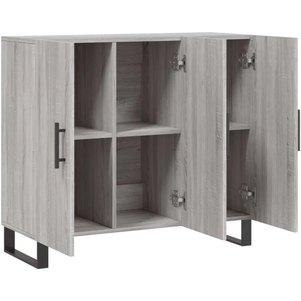 vidaXL Dressoir 90x34x80 cm bewerkt hout grijs sonoma eikenkleurig