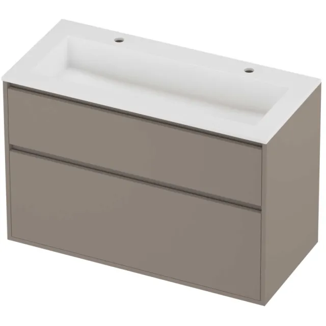 Proline Aristo Badmeubelset Polystone Elegant Greeploos 100x46x67 cm Mat White Clay Beige