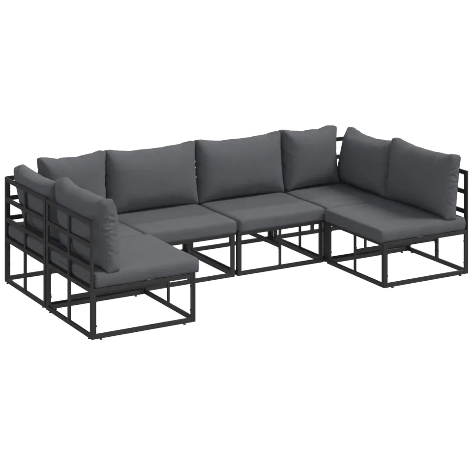 vidaXL Tuinbankenset 6 st Zwart Aluminium, foto 3