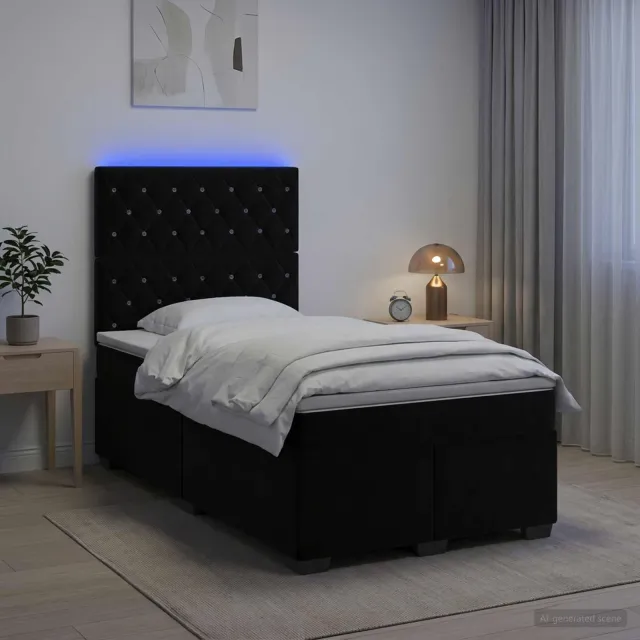 vidaXL Boxspringbed met matras Zwart 120 x 200 cm Fluweel