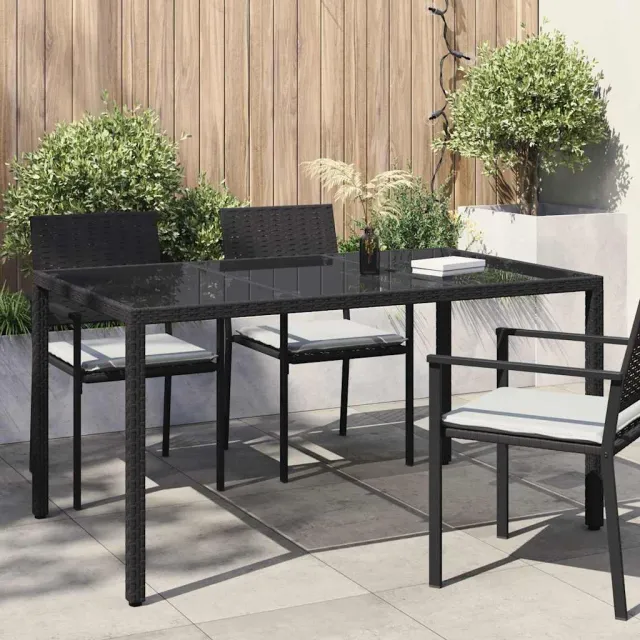 vidaXL Tuinstafel Zwart 150 x 90 x 75 cm poly rattan