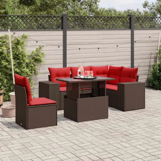 vidaXL 6-delige tuinbankset met kussens, bruin polyrotan, foto 2