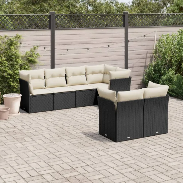 vidaXL 7-delige Loungeset met kussens poly rattan zwart, foto 2