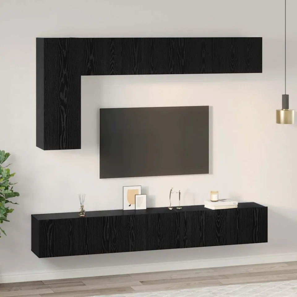 vidaXL Tv-meubelset 6 st Zwart Eiken Bewerkt hout, foto 4