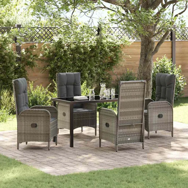 vidaXL Tuin eettafelset 5 st Grijs poly rattan, foto 2